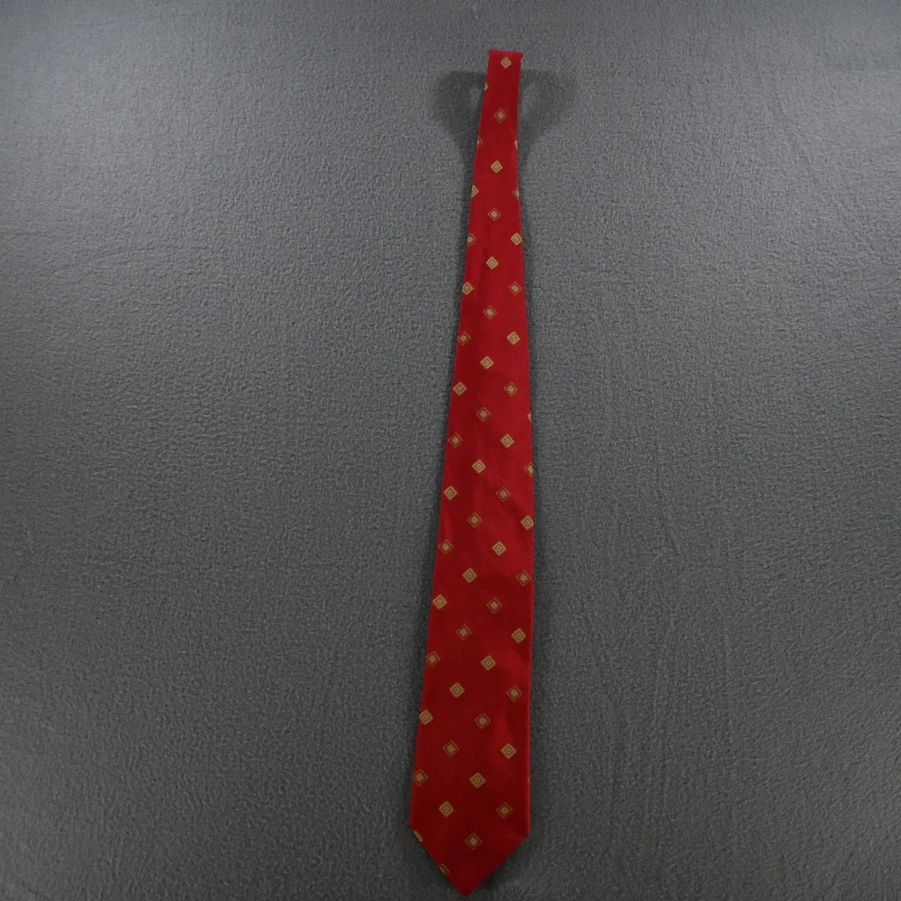 Granger Owings Mens‎ Royal Label Collection Geometric Silk Necktie OS Red Gold